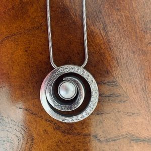 Brighton Pearl, CZ, Silver Adjustable Necklace